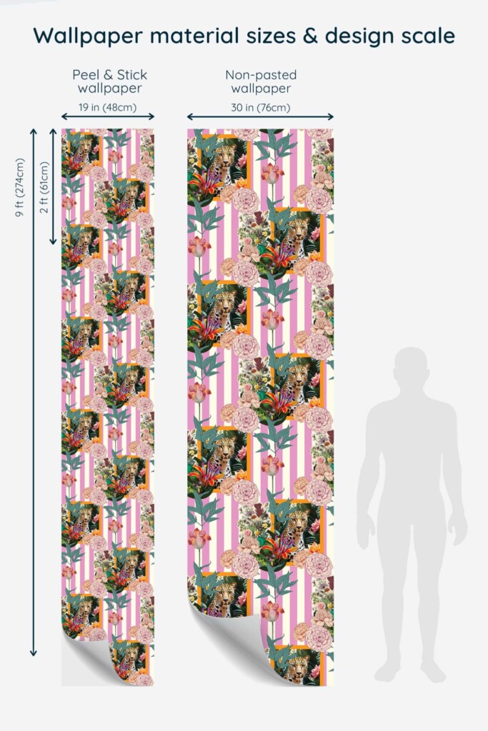 Removable wallpaper in pink floral cheetah print by Fancy Walls