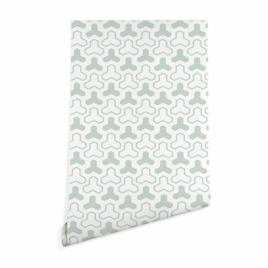 White and green geometric shapes self adhesive wallpaper