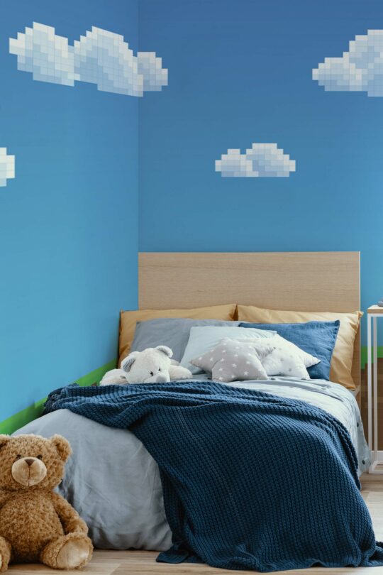 Pixelated fun with Fancy Walls peel and stick wall murals