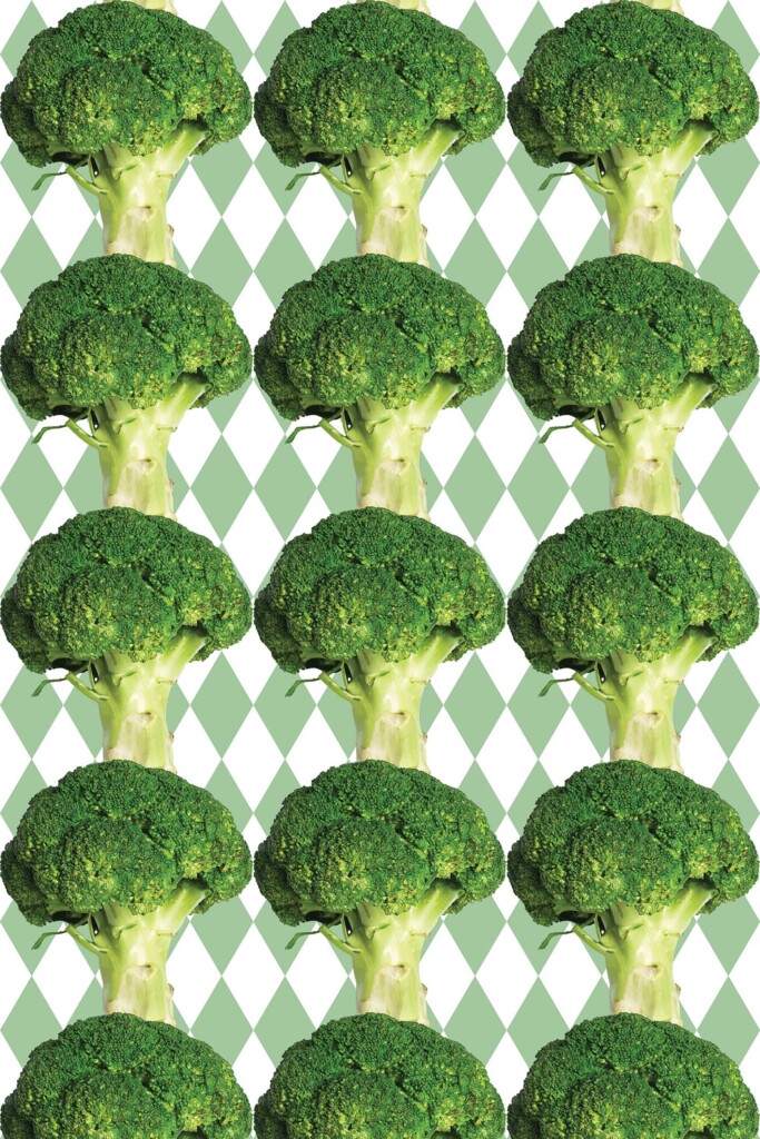 Traditional wallpaper with fun broccoli design from Fancy Walls