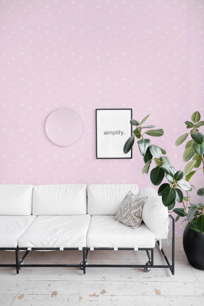 Minimalist Playful Pink Hearts Wallpaper for Walls by Fancy Walls