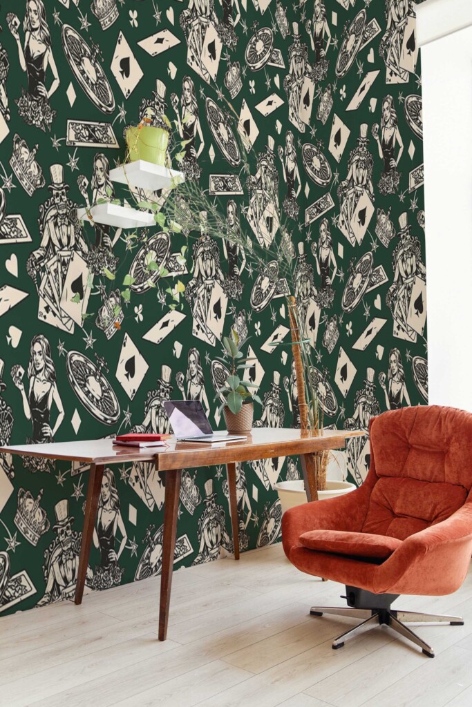 Vintage poker wall mural peel and stick by Fancy Walls