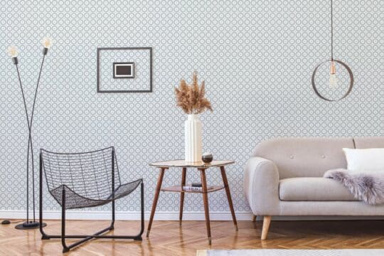 Geometric circles and dots peel stick wallpaper