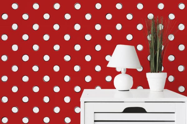 Retro red and white polka dot peel and stick removable wallpaper