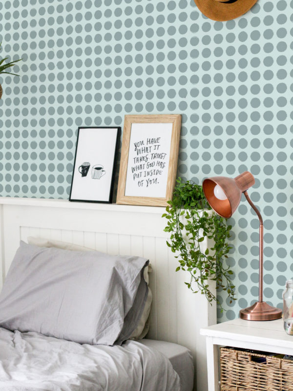 Green and gray brushstroke dots wallpaper for walls