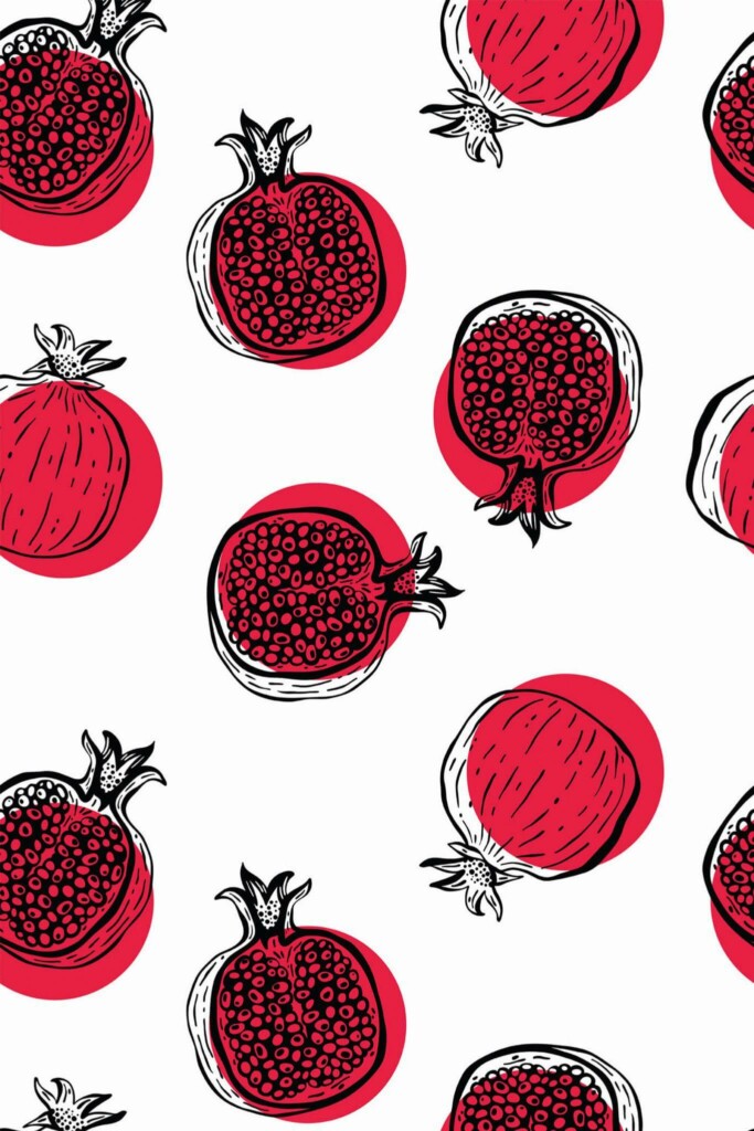 Pattern repeat of Pomegranate removable wallpaper design