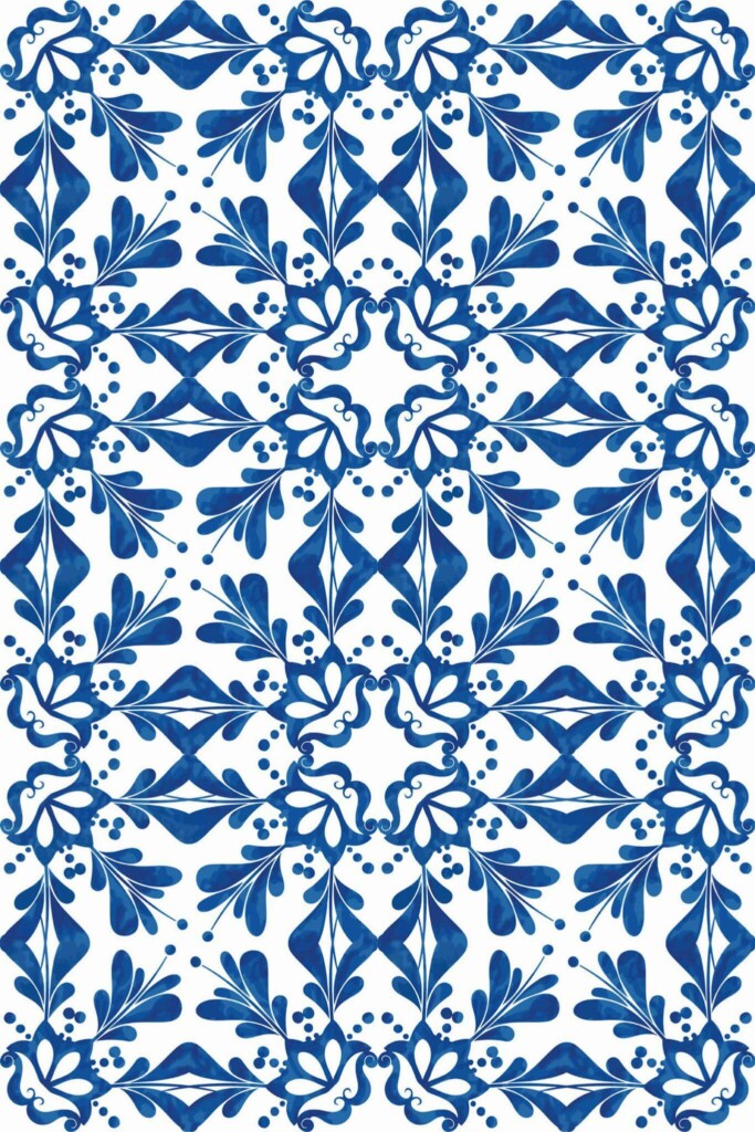 Pattern repeat of Portuguese Blues Elegance removable wallpaper design