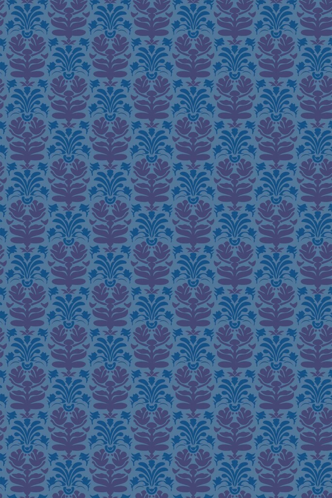 Self-adhesive wallpaper with elegant blue damask pattern by Fancy Walls