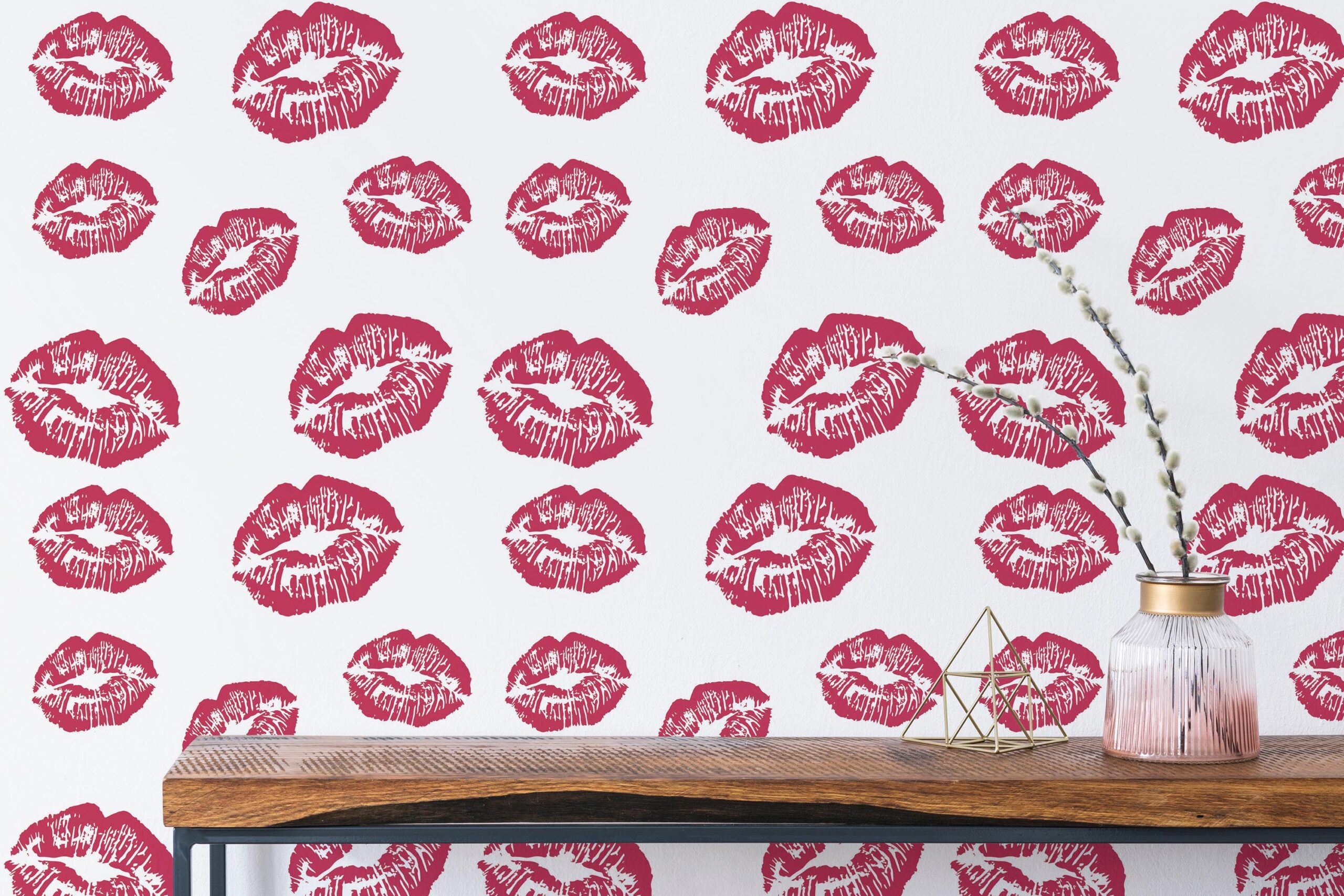 Viva magenta girly lips Wallpaper - Peel and Stick or Non-Pasted