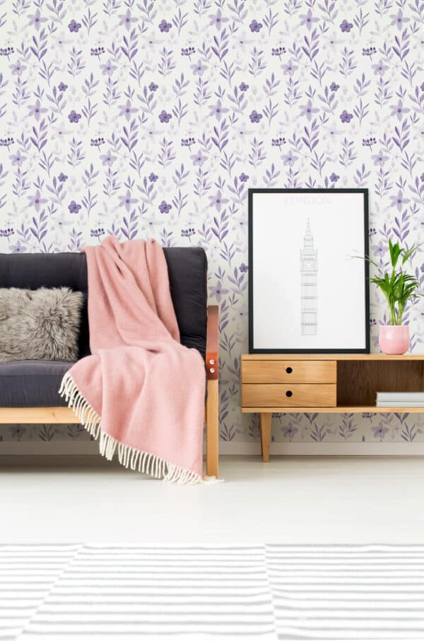 watercolor floral non-pasted wallpaper
