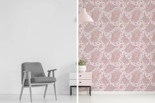 paisley pink traditional wallpaper