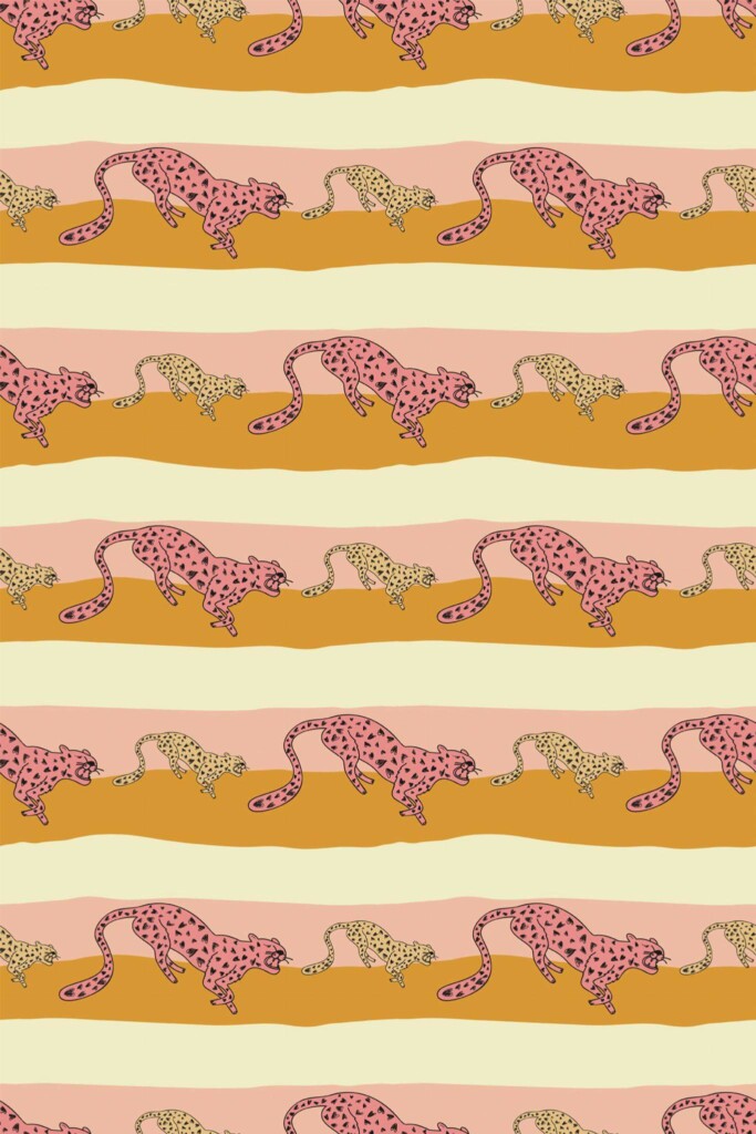 Pattern repeat of Preppy leopard pattern removable wallpaper design