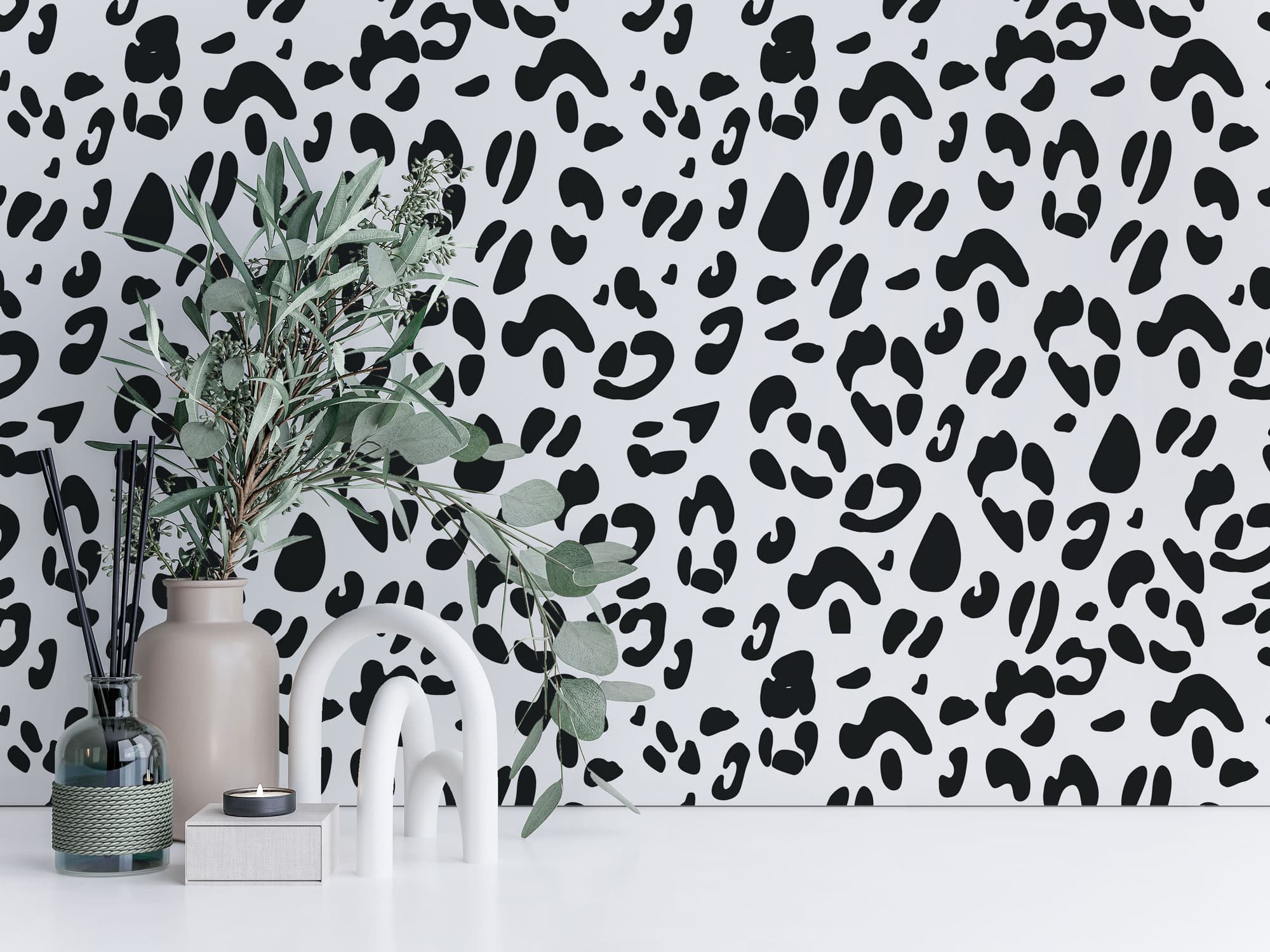 Black & White Leopard Print Peel & Stick Wallpaper – MUSE Wall Studio