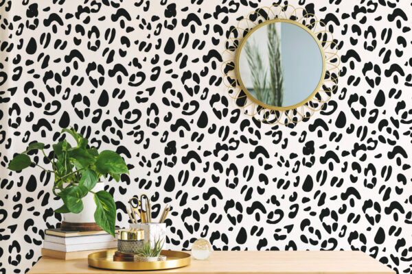 black and white cheetah unpasted wallpaper