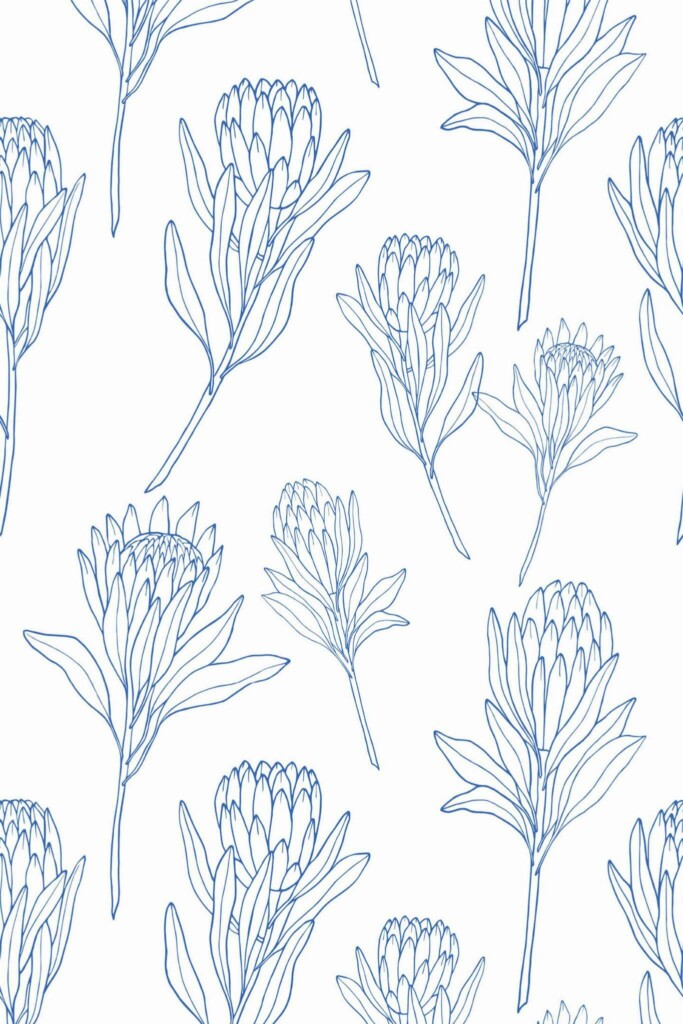 Pattern repeat of Protea flower removable wallpaper design