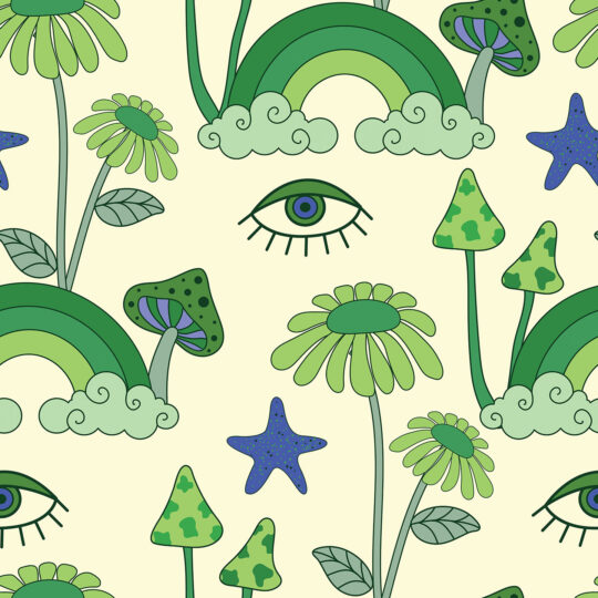 Vibrant Green Psychedelic self-adhesive wallpaper from Fancy Walls