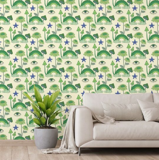 Psychedelic Greens non-pasted wallpaper for walls by Fancy Walls