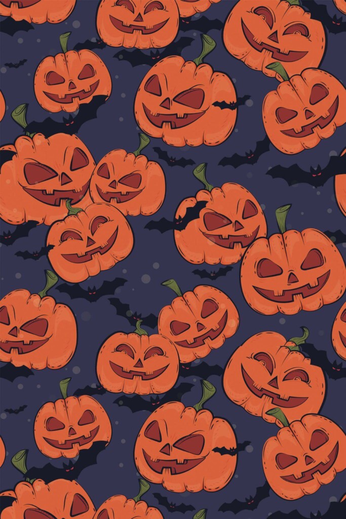 Pattern repeat of Pumpkin Play removable wallpaper design