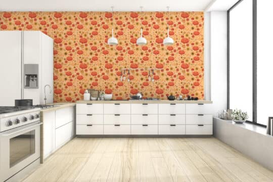 autumn orange traditional wallpaper