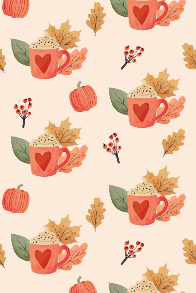 Pattern repeat of Pumpkin spice removable wallpaper design