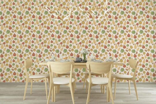 pumpkin yellow and brown traditional wallpaper