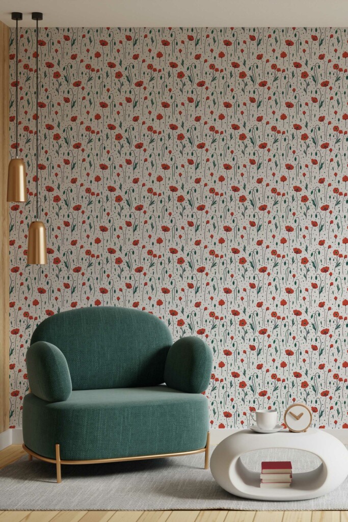 Elegant Poppies self-adhesive wallpaper by Fancy Walls