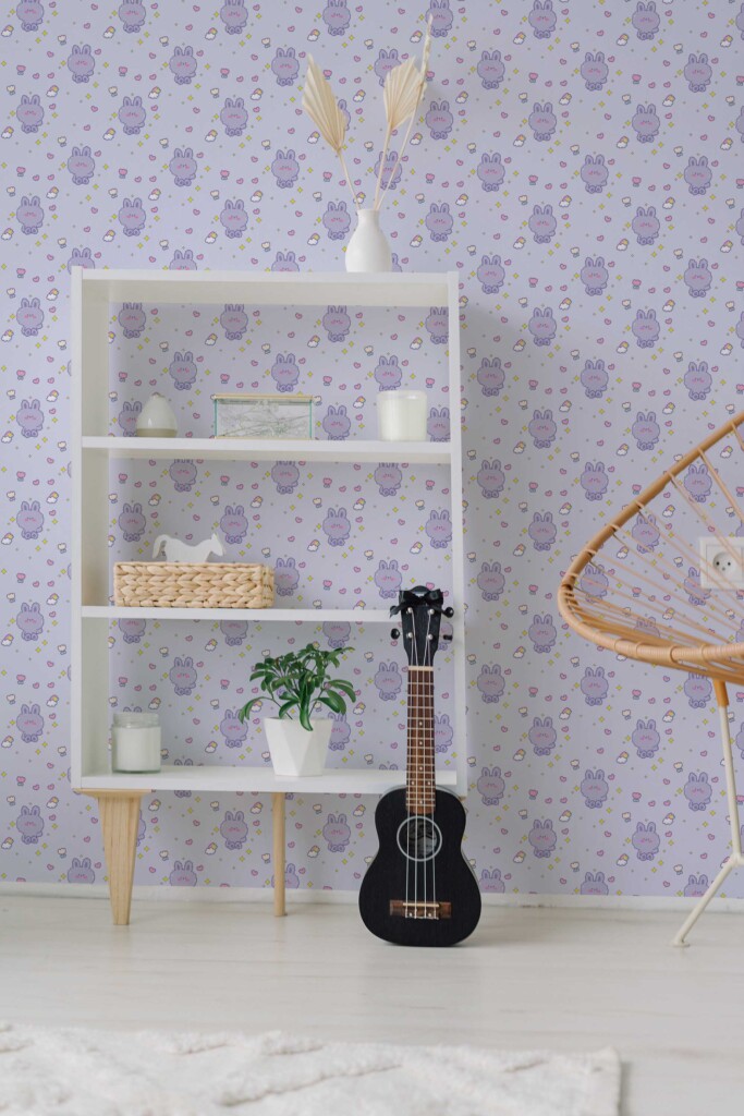 Fancy Walls Purple Animal wallpaper for Kids room walls in Cute Kawaii style traditional wallpaper.