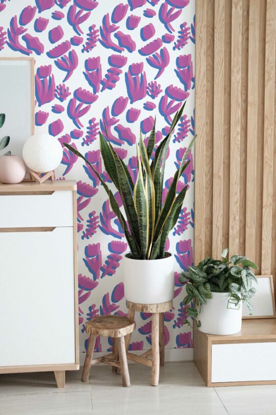 purple stick and peel wallpaper