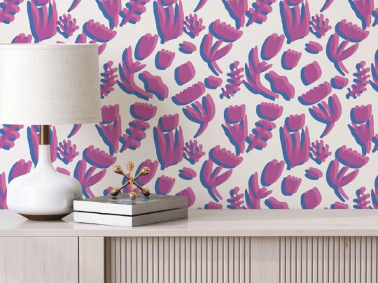 purple silkscreen unpasted wallpaper