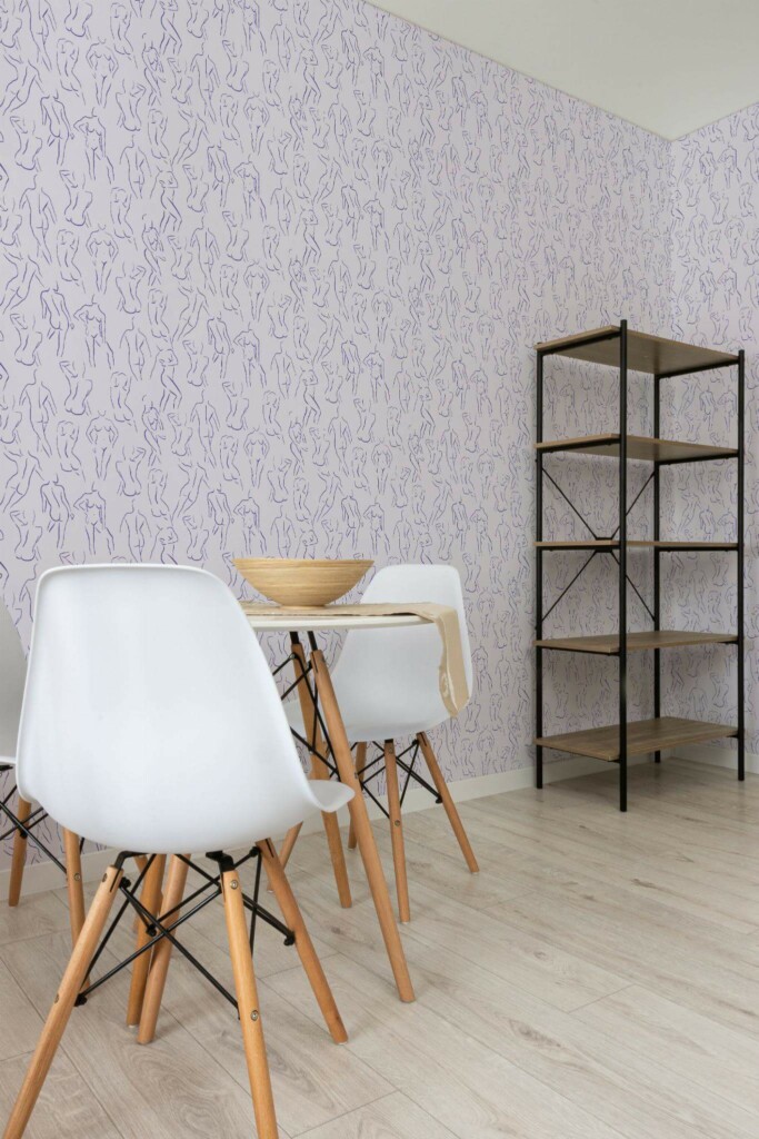 Minimalist style dining room decorated with Quirky bathroom peel and stick wallpaper