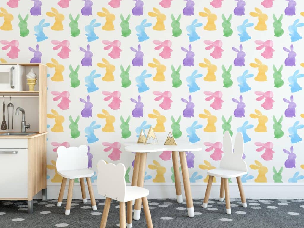 Watercolor rabbit wallpaper - Peel and Stick or Non-Pasted