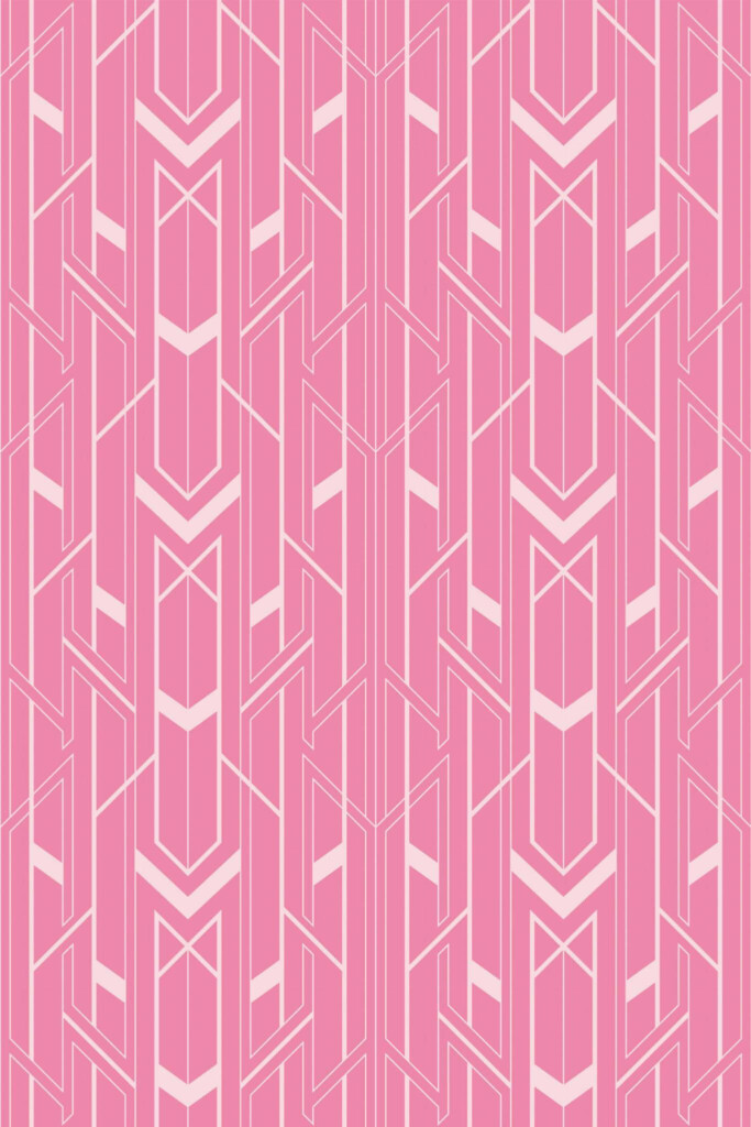 Pattern repeat of Radiant Pink Deco removable wallpaper design