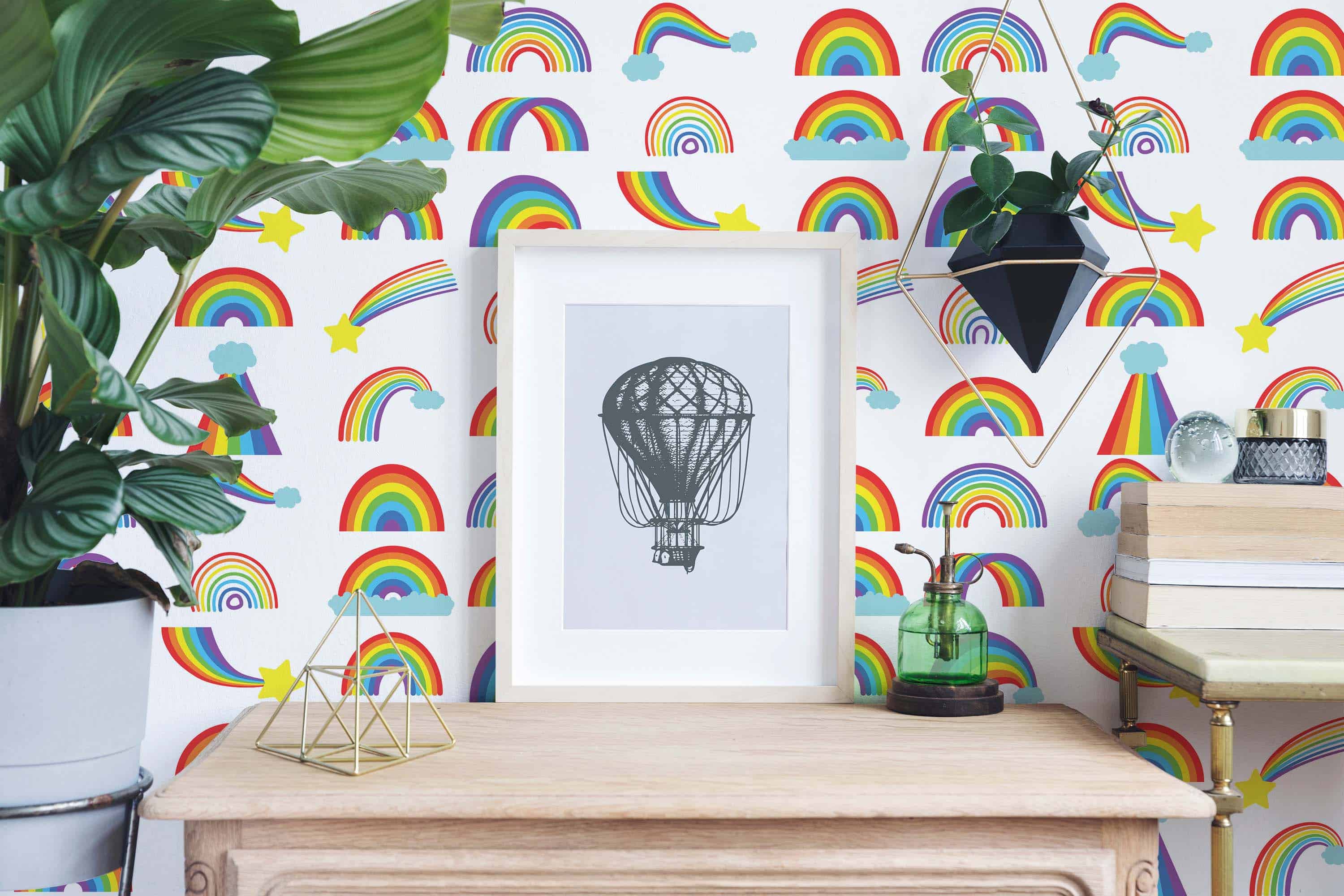 Watercolour Rainbow For A Warm Toned Kids Room Removable Wallpaper  Olive  et Oriel