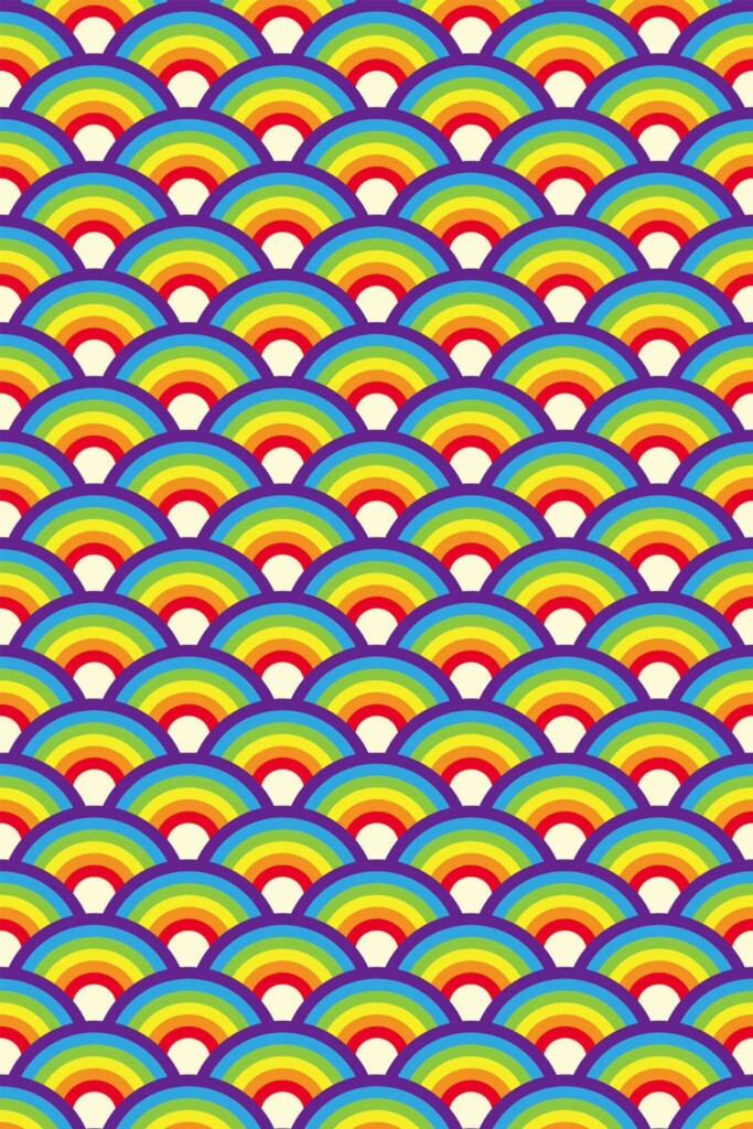 Pattern repeat of Rainbow spears removable wallpaper design