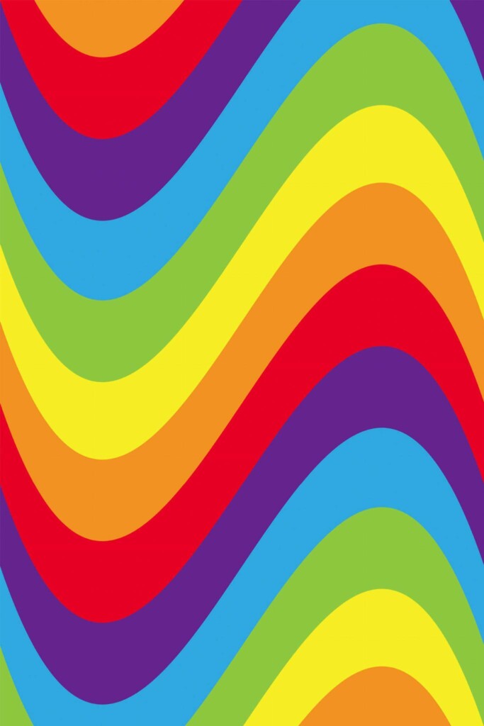 Pattern repeat of Rainbow wave removable wallpaper design