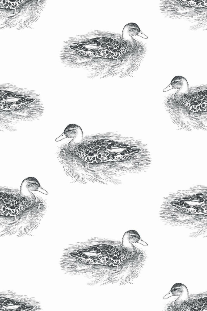 Pattern repeat of Realistic duck removable wallpaper design