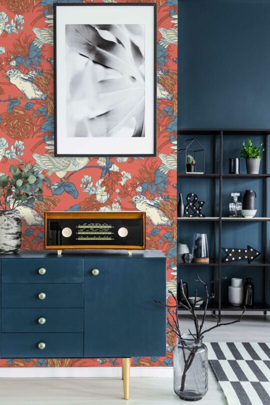vintage chinoiserie non-pasted wallpaper