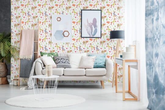 red and beige nursery peel and stick removable wallpaper