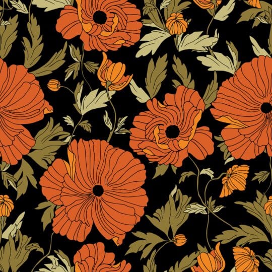 poppy floral non-pasted wallpaper