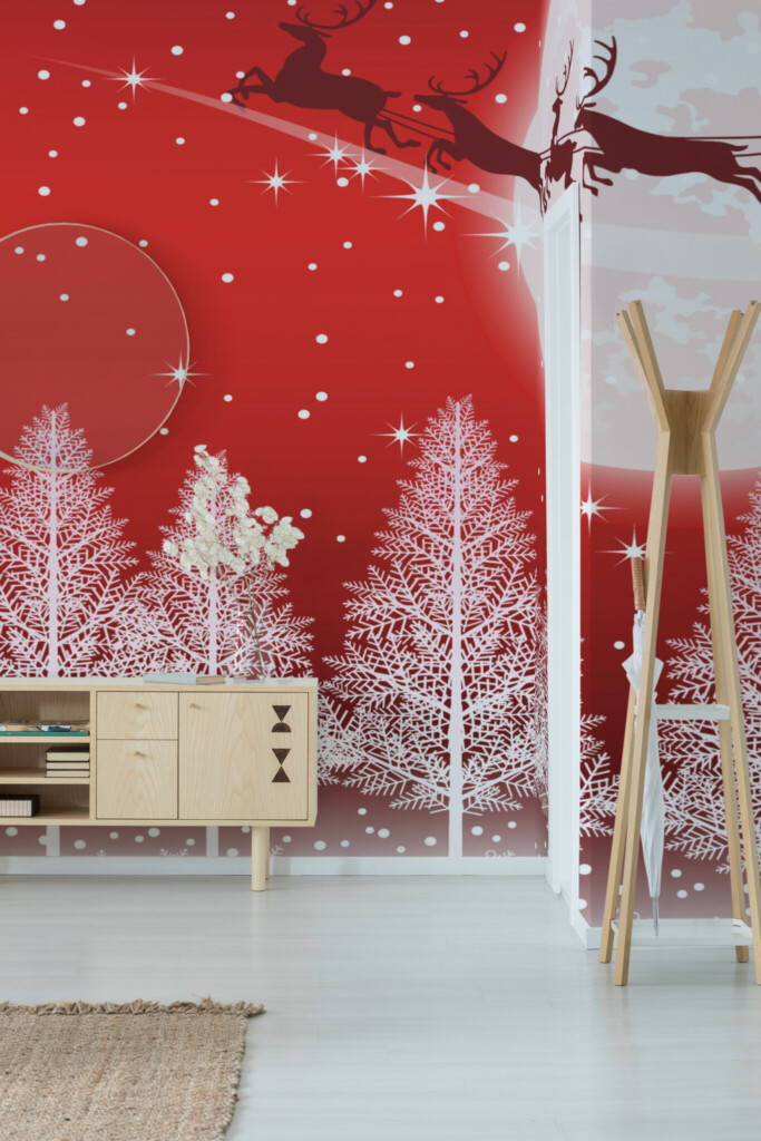 Fancy Walls Red Christmas wall mural peel and stick