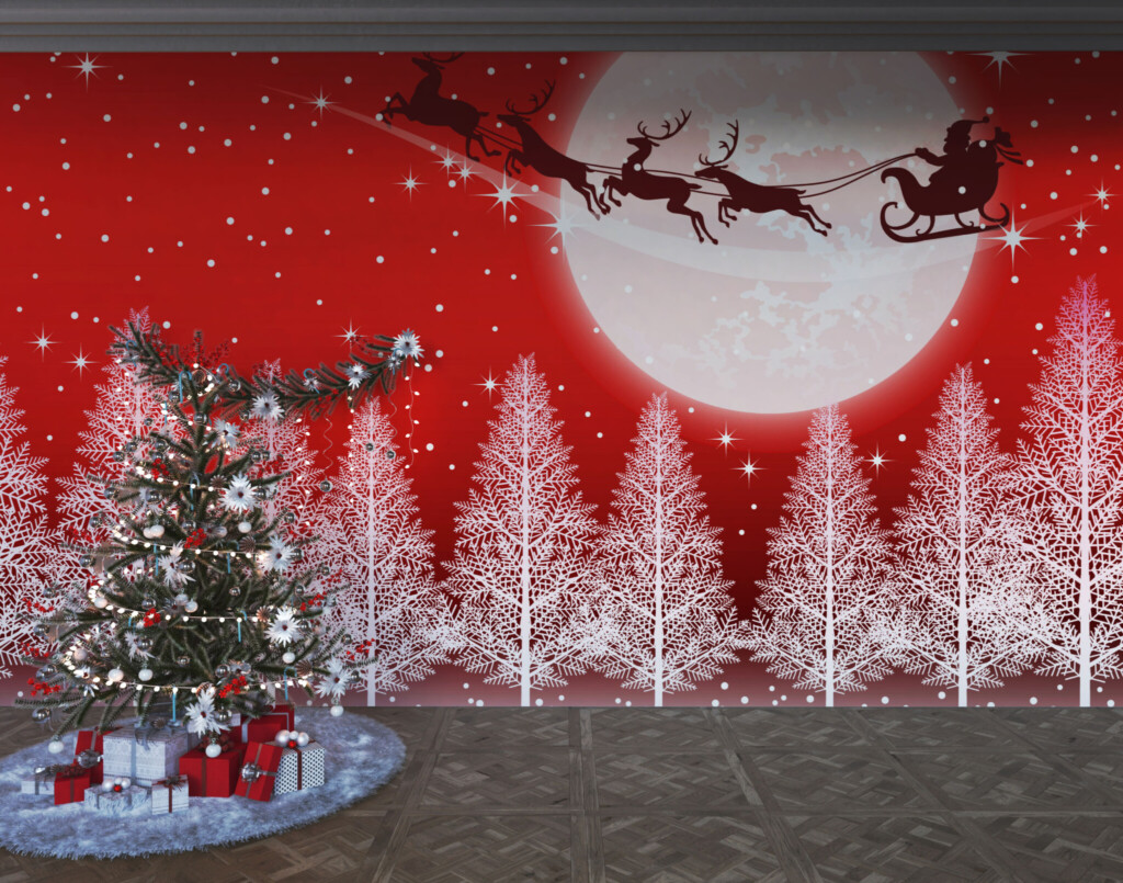 Fancy Walls Red Christmas wall paper mural