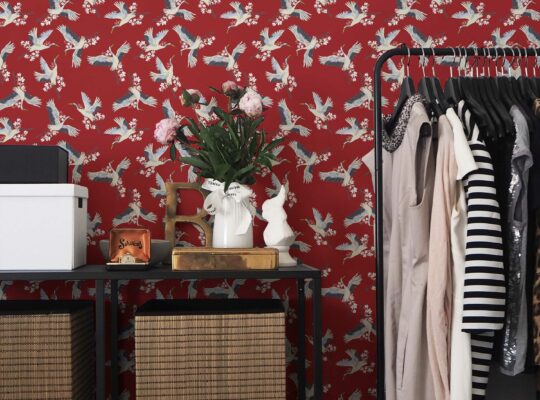 Fancy Walls removable wallpaper with Red Crane Bird