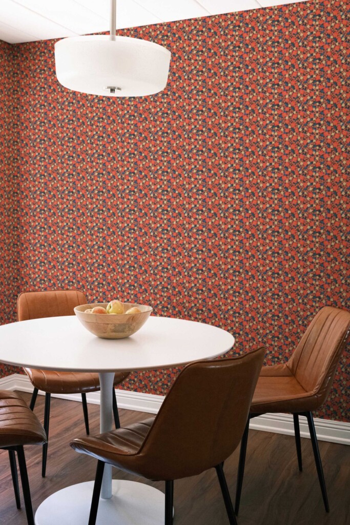 Fancy Walls Red Floral wallpaper for Dining room walls in Botanical style removable wallpaper.