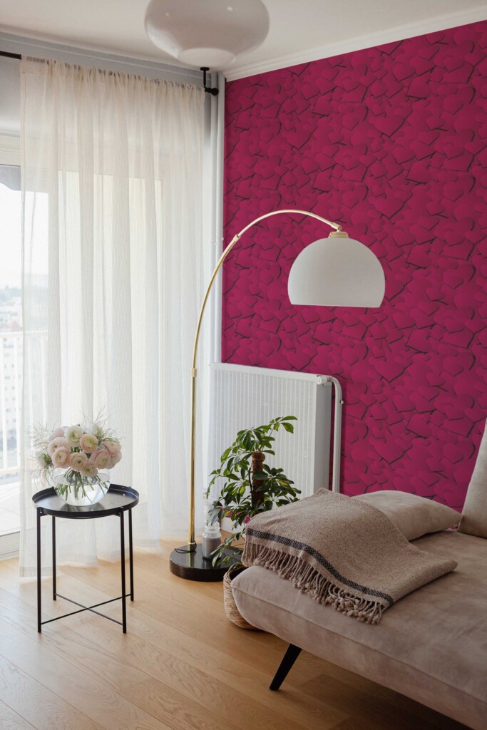 3D hearts removable wallpaper Red Fun design for walls Fancy Walls