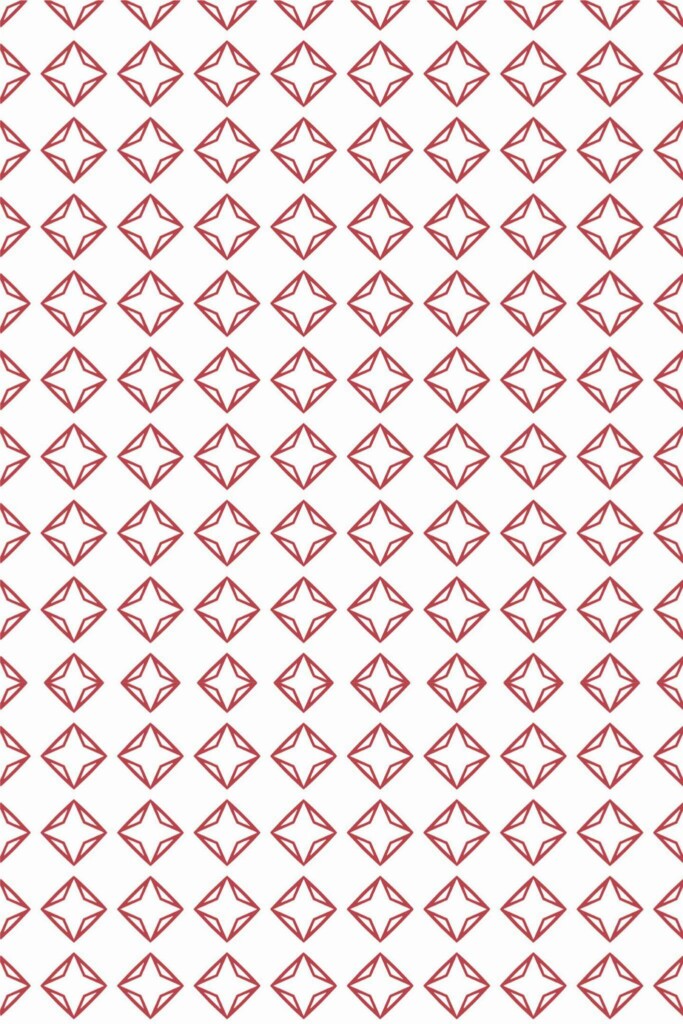 Pattern repeat of Red geometric diamond removable wallpaper design