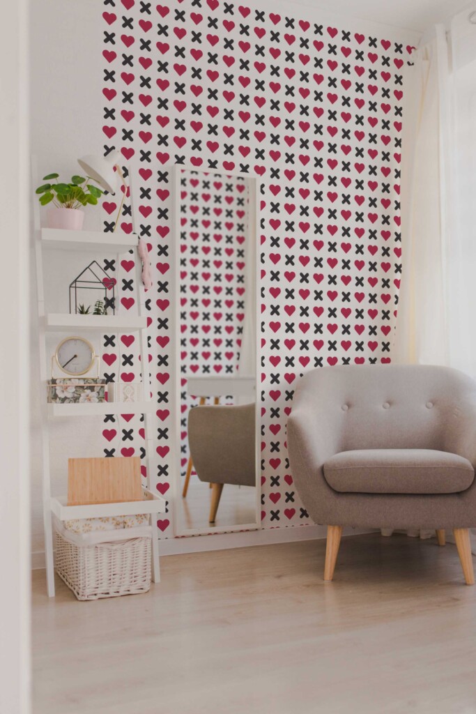 Red Geometric Peel and Stick Wallpaper by Fancy Walls.