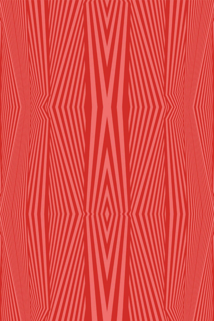 Pattern repeat of Red Geometry Bliss removable wallpaper design