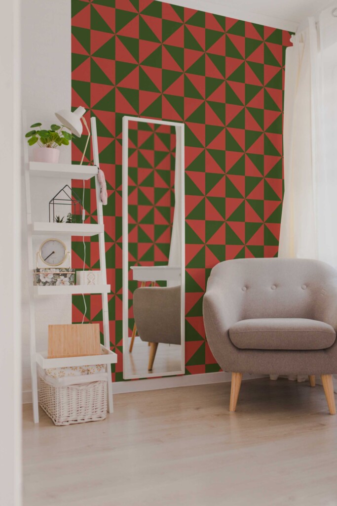 Fancy Walls Red and Green Triangles self-adhesive wallpaper