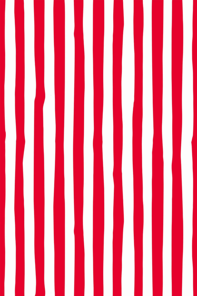 Pattern repeat of Red hand drawn stripes removable wallpaper design