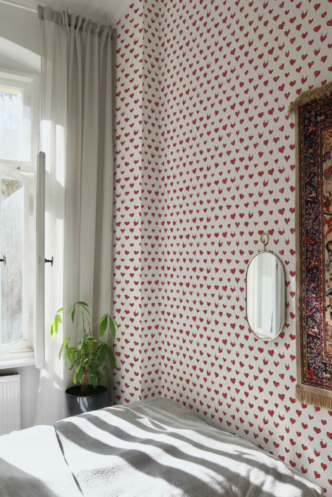 Unpasted Red Heart Wallpaper for a Unique Look by Fancy Walls